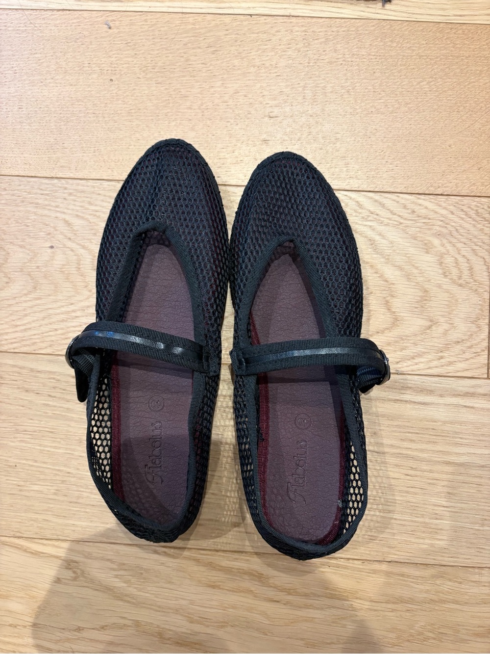 FLABELUS Isabella Black Mesh Mary Jane Flats